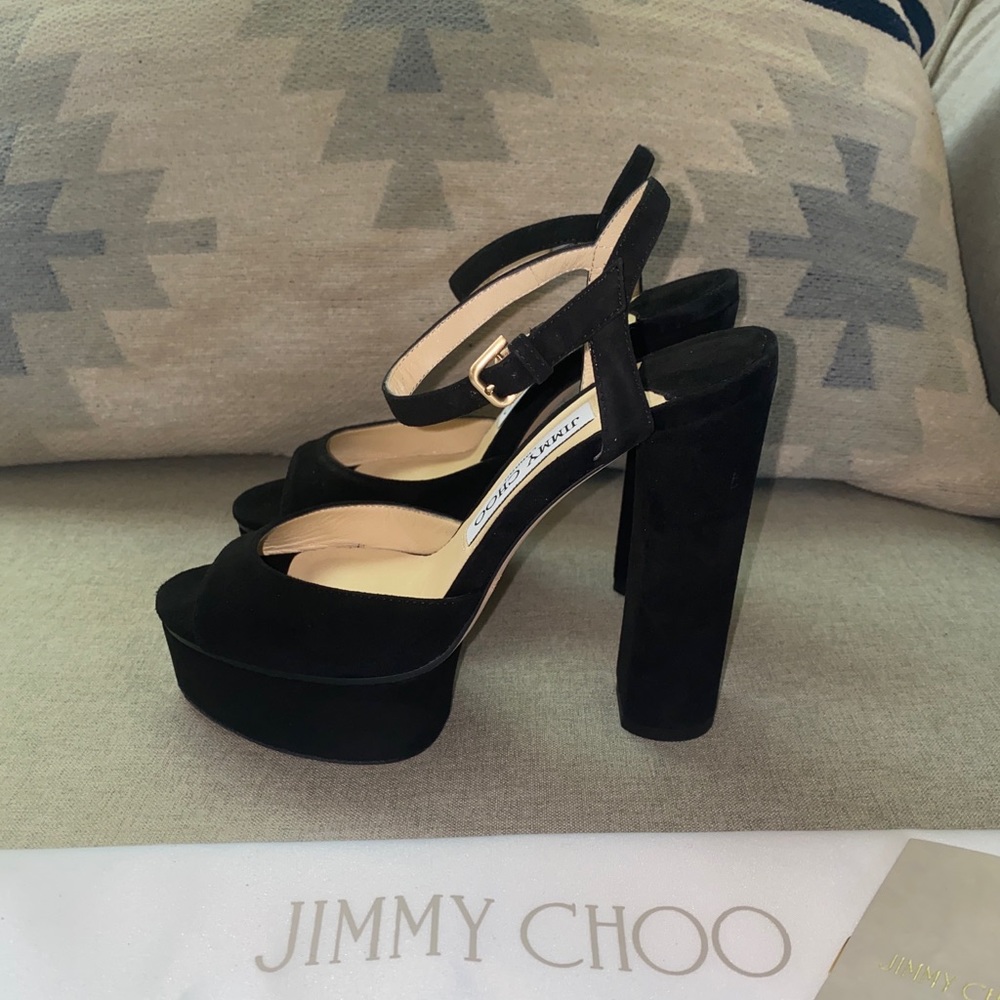 Jimmy Choo peachy 125 mm peachy black suede NWT 35.5 - Picture 6 of 14